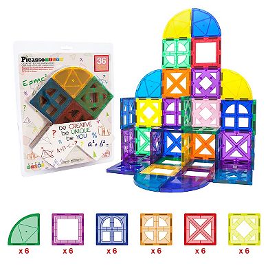 36pc Magnetic Building Block Tile Quarter Round & Window Set