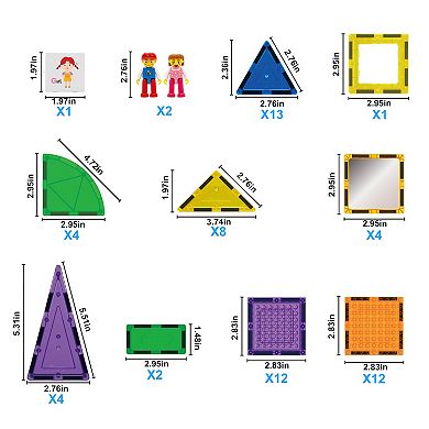 PicassoTiles 63 PC Magnetic Tiles and Brick Compatible, Classic Brick, Brick Building Block Set