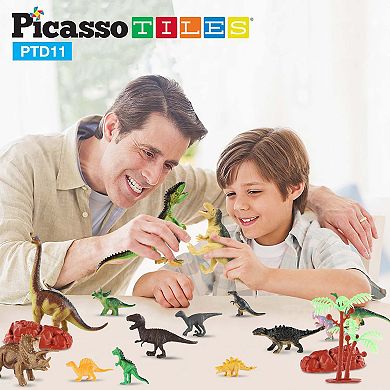 Picasso Tiles 32pc Dino Figures with Play Mat