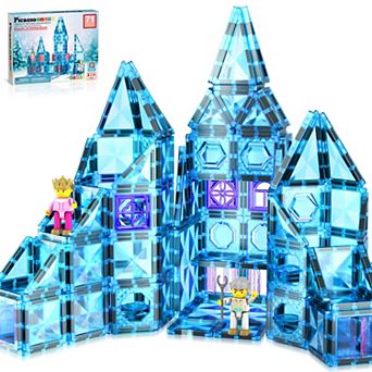 PicassoTiles 71 pc Travel Size Magnetic Tiles, Magnetic Building Blocks for Kids, Magnet for Kids 3+