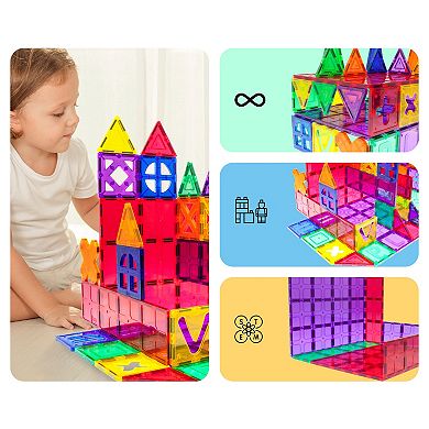 PicassoTiles 28 PC Magnetic Tiles, Magnetic Building Blocks for Kids, Magnet for Kids 3+