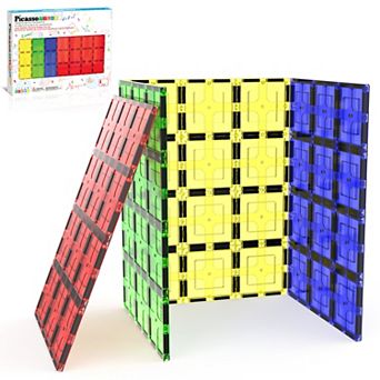 PicassoTiles 4 pc Base STEM Toy Magnetic Tile, Building Block for Kid Age 3 & Up, PT04