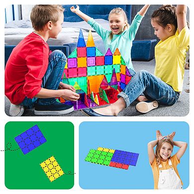 PicassoTiles 4 Piece Base STEM Toy Magnetic Tile, Building Block for Kid Age 3 & Up, PT04