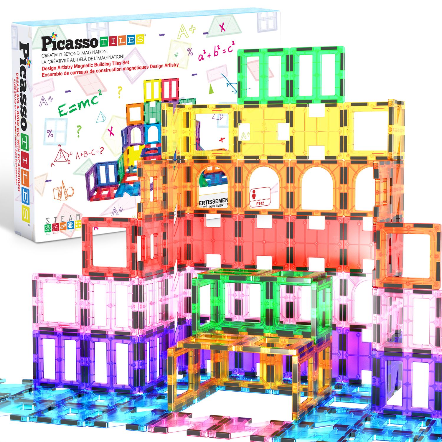 Детские конструкторы PicassoTiles 42 pc Magnetic Tiles, Stem Educational Building Blocks Toy for Kids Toddlers Boys Girls — фото 1
