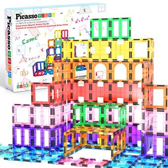 PicassoTiles 42 pc Magnetic Tiles, Magnetic Building Blocks for Kids, Magnet for Kids 3+