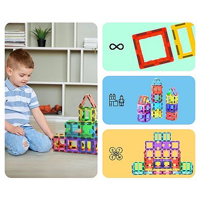 PicassoTiles 42 PC Magnetic Tiles, Magnetic Building Blocks for Kids, Magnet for Kids 3+