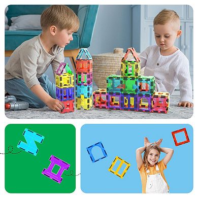 PicassoTiles 42 PC Magnetic Tiles, Magnetic Building Blocks for Kids, Magnet for Kids 3+