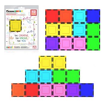 PicassoTiles 12 pc Magnetic Tiles, Magnetic Building Blocks for Kids, Magnet for Kids 3+