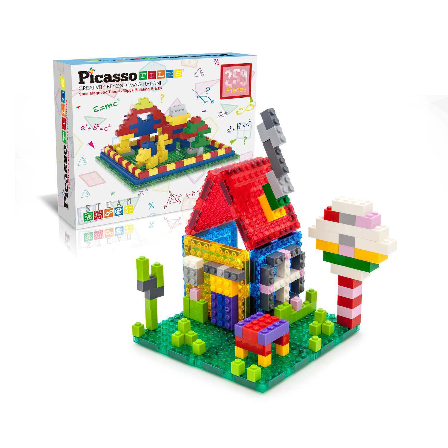 PicassoTiles 152pcs Clear Magnetic Building Tiles Toy Set