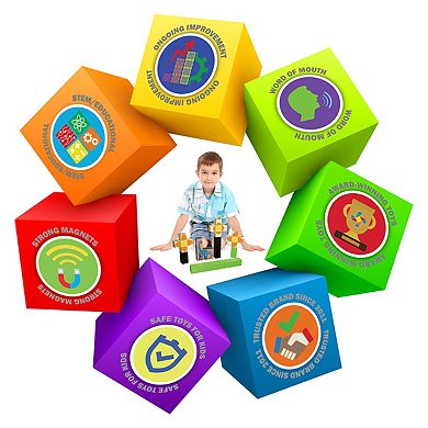PicassoTiles 100 PC Magnetic Blocks, Magnetic Building Blocks for Kids, Magnet Toy for Kids 3+
