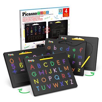 PICASSO-TILES 2 pk 4-in-1 Magnetic Drawing Board 12 x 10 inch Large Magnet Tablet Pad