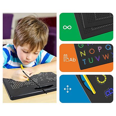 PICASSO-TILES 2PK 4-in-1 Magnetic Drawing Board 12 x 10 inch Large Magnet Tablet Pad