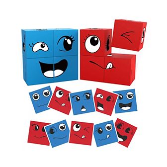 PicassoTiles 8 pc Magnetic Blocks Mix and Match Emoticon, Magnetic Building Blocks for Kids 3+