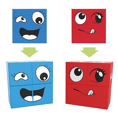 PicassoTiles 8 PC Magnetic Blocks Mix and Match Emoticon, Magnetic Building Blocks for Kids 3+