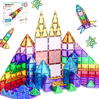PicassoTiles 30 pc Travel Size Magnetic Tiles, Magnetic Building Blocks for Kids, Magnet for Kids 3+