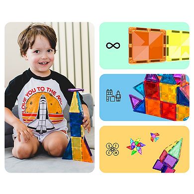 PicassoTiles 30 PC Travel Size Magnetic Tiles, Magnetic Building Blocks for Kids, Magnet for Kids 3+