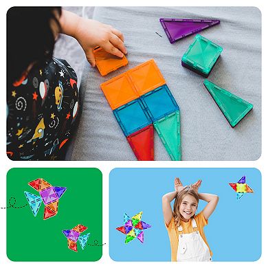 PicassoTiles 30 PC Travel Size Magnetic Tiles, Magnetic Building Blocks for Kids, Magnet for Kids 3+