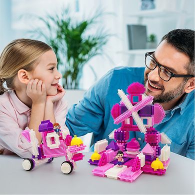 PicassoTiles 106 PC Pink Hedgehog Building Blocks, Building Toys, Soft Toys for Kids 3+