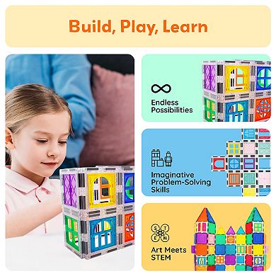 PicassoTiles 30 PC Window and Door Clip-on, Magnetic Building Blocks for Kids, Magnet for Kids 3+