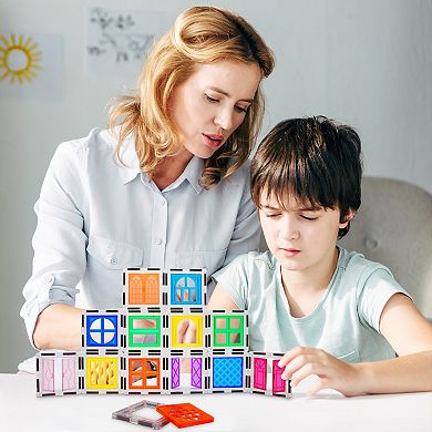 PicassoTiles 30 PC Window and Door Clip-on, Magnetic Building Blocks for Kids, Magnet for Kids 3+