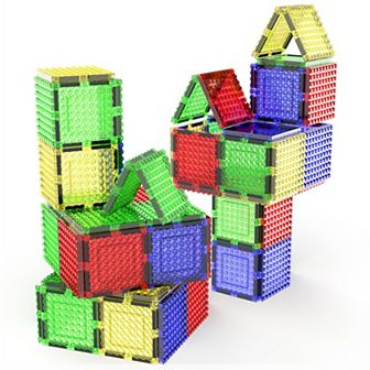 PicassoTiles 12 Pack Magnetic Tiles and Brick Compatible, Classic Brick for Kids 3+