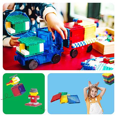 PicassoTiles 12 Pack Magnetic Tiles and Brick Compatible, Classic Brick for Kids 3+
