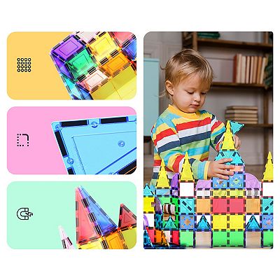 PicassoTiles 152 PC Magnetic Tiles, Magnetic Building Blocks for