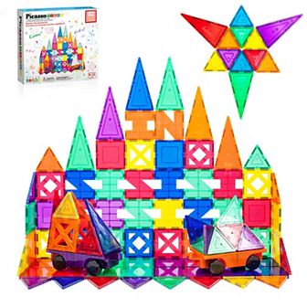 PICASSO-TILES 82 pc Magnetic Tiles, Magnetic Building Blocks for Kids, Magnet for Kids 3+