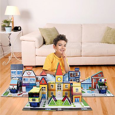 PicassoTiles 80 PC Magnetic Tiles, 3-in-1 Magnetic Building Blocks for Kids, Magnet for Kids 3+