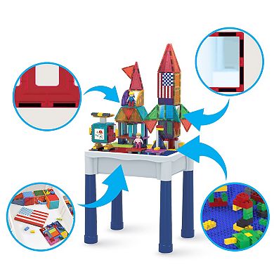 PicassoTiles 316 PC Magnetic Tiles, Building Brick Blocks, Activity Play Table Set Kids Ages 3+