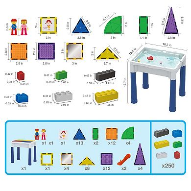 PicassoTiles 316 PC Magnetic Tiles, Building Brick Blocks, Activity Play Table Set Kids Ages 3+