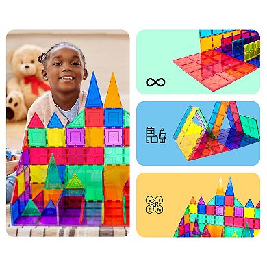 PicassoTiles 12 Piece STEM Toy Magnetic Tiles, Building Blocks for Kids Age 3 & Up, PT12