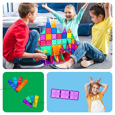 PicassoTiles 12 Piece STEM Toy Magnetic Tiles, Building Blocks for Kids Age 3 & Up, PT12