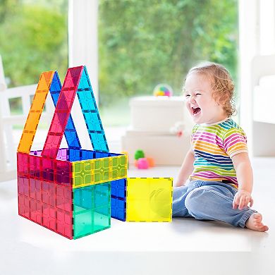 PicassoTiles 12 Piece STEM Toy Magnetic Tiles, Building Blocks for Kids Age 3 & Up, PT12