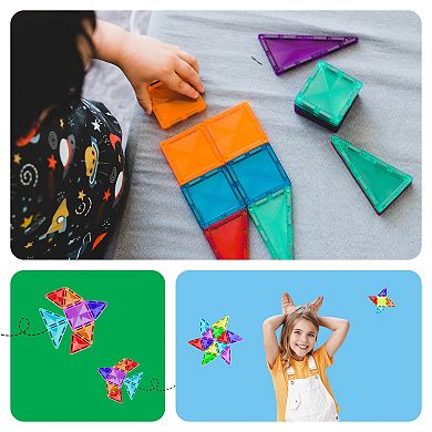 PicassoTiles 80 PC Travel Size Magnetic Tiles, Magnetic Building Blocks for Kids, Magnet for Kids 3+