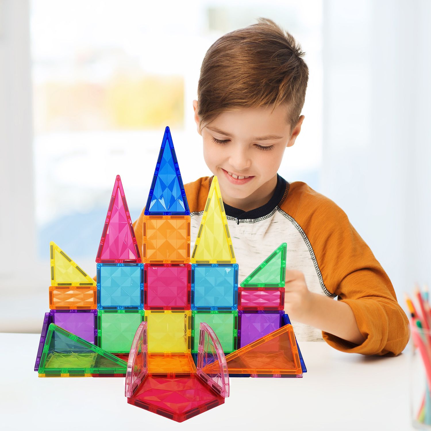 PicassoTiles PT60 Glow In The Dark Magnetic Building Blocks - STEM Educational Toys, Construction Playboard For Kids Brain Development