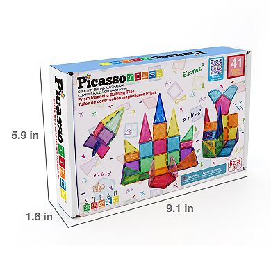 PicassoTiles 41 PC Magnetic Tiles, Magnetic Building Blocks for Kids, Magnet for Kids 3+