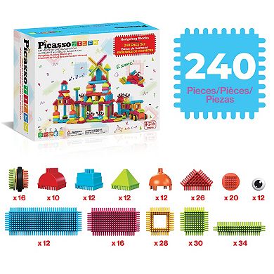 PICASSO-TILES 240 PC Hedgehog Building Blocks Playset, Building Toys, Soft Toys for Kids Ages 3+