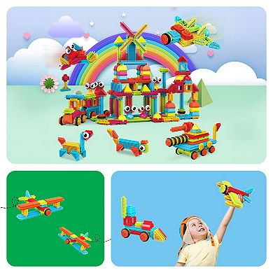 PICASSO-TILES 240 PC Hedgehog Building Blocks Playset, Building Toys, Soft Toys for Kids Ages 3+