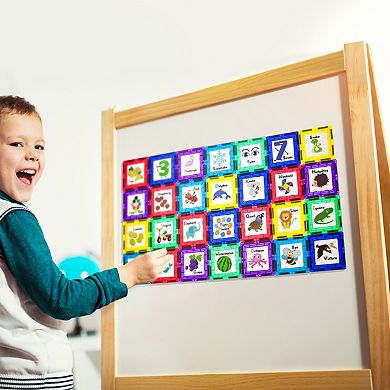 PicassoTiles 56 PC Learning, Educational, Magnetic Tiles Building Blocks for Kids 3+