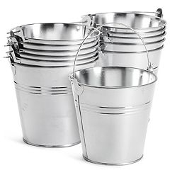 Set of 3 Metal Buckets with Handles in Black,White and Cream