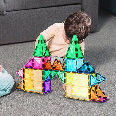PicassoTiles 61 PC Magnetic Tiles, Magnetic Building Blocks for Kids, Magnet for Kids 3+