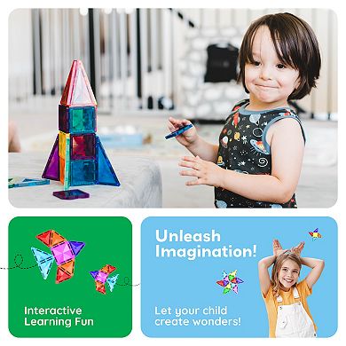 PicassoTiles 101 Piece Travel Size Mini Magnetic Tile, Building Block for Kid Age 3 & Up, PTM101