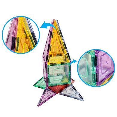 PicassoTiles 48 PC Pastel Themed, Magnetic Tiles, Magnetic Building Blocks Toys for Boys & Girls 3+