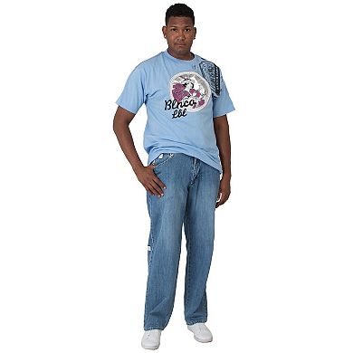 Blanco Label Men's Loose Fit Denim Jeans Washed Embroidery Pockets