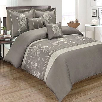 Myra 100% Cotton 5 pc Duvet Cover Set - Gray