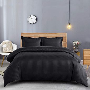 100% Long-Staple Cotton 600 Stripe Duvet Cover Set