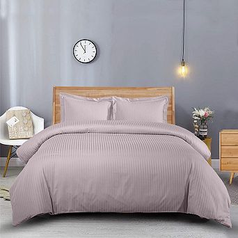 100% Long-Staple Cotton 600 Stripe Duvet Cover Set
