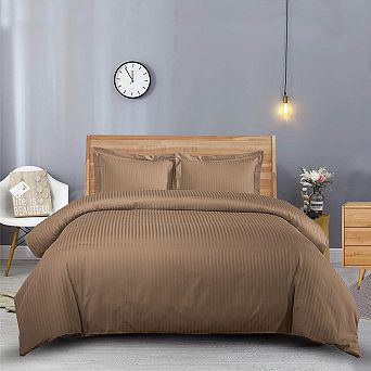 100% Long-Staple Cotton 600 Stripe Duvet Cover Set