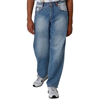 Blanco Label Men's Loose Fit 5 Pocket Jeans Washed Pocket Embroidery